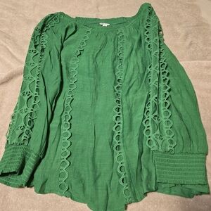 Green Lace Detail Women's Top